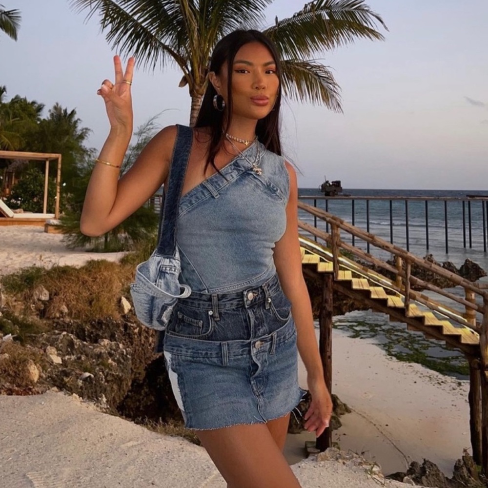 Zara symmetrical denim top - Picture 4 of 8